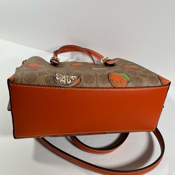 Coach Mollie Tote Bag 25 In Signature Canvas With Orange Print NWT - Picture 3 of 7